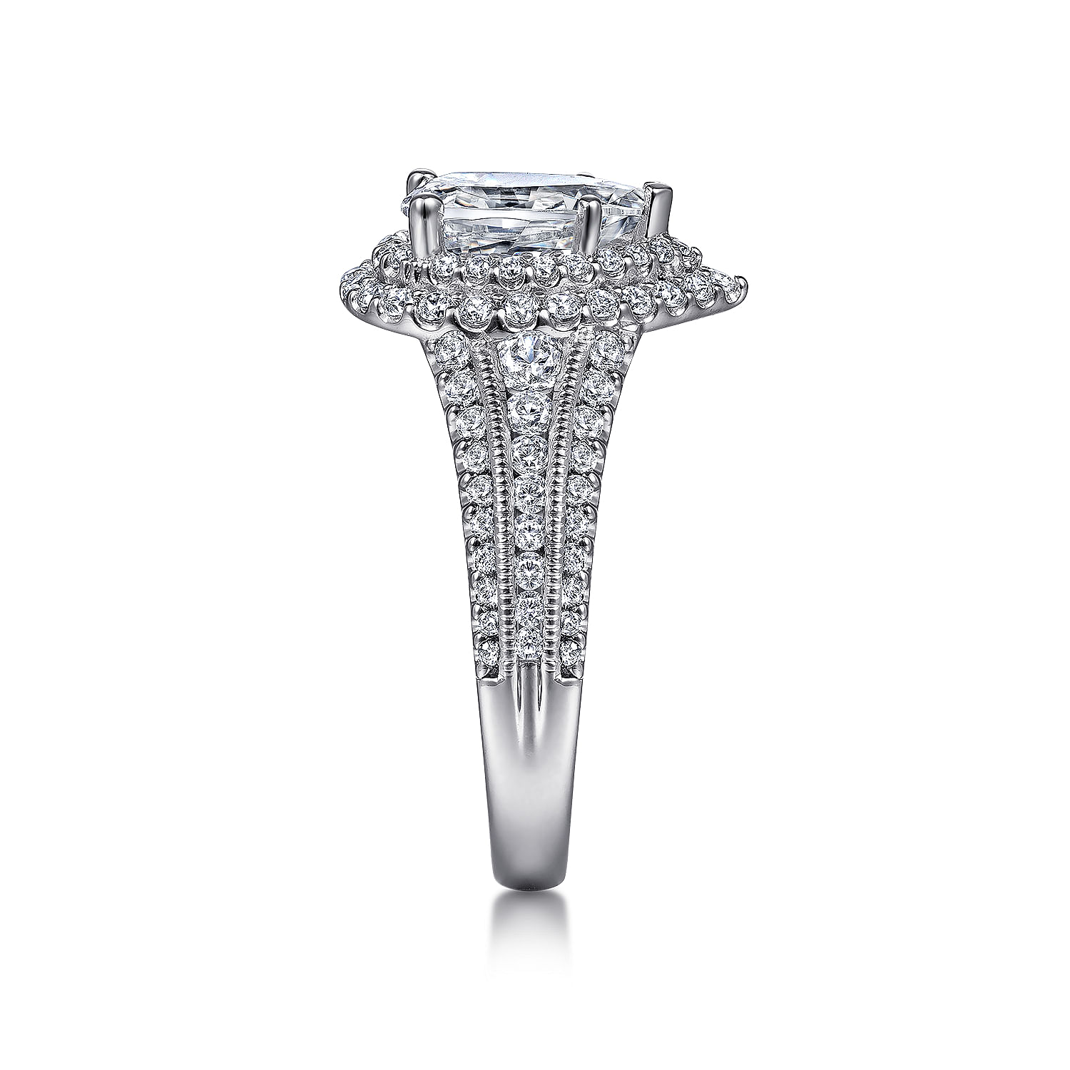 14K White Gold Pear Shape Diamond Channel Set Engagement Ring