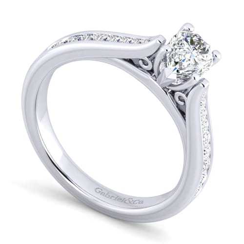 14K White Gold Pear Shape Diamond Channel Set Engagement Ring