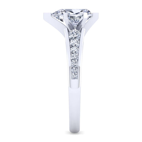 14K White Gold Pear Shape Diamond Channel Set Engagement Ring