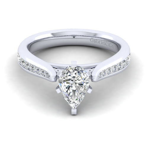 14K White Gold Pear Shape Diamond Channel Set Engagement Ring