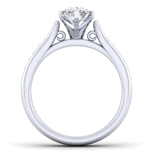 14K White Gold Pear Shape Diamond Channel Set Engagement Ring