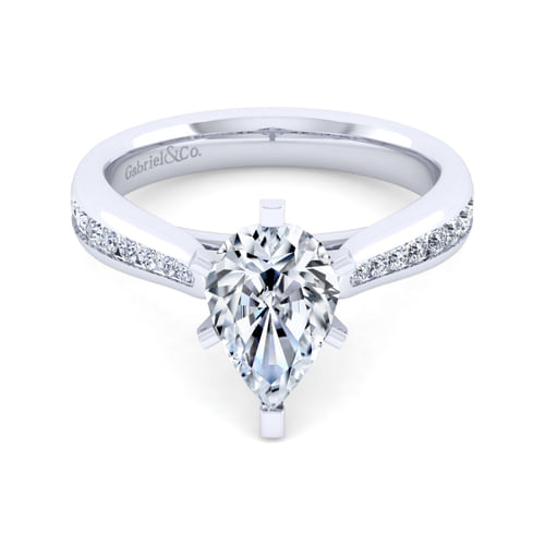 14K White Gold Pear Shape Diamond Channel Set Engagement Ring