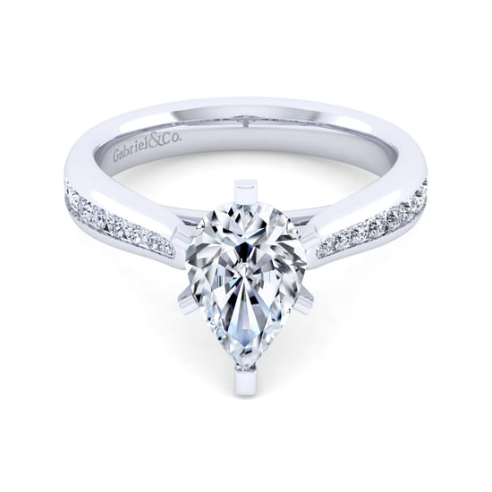 Gabriel - 14K White Gold Pear Shape Diamond Channel Set Engagement Ring