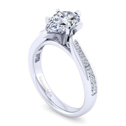 14K White Gold Pear Shape Diamond Channel Set Engagement Ring