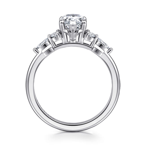 14K White Gold Pear Shape Diamond Cluster Engagement Ring
