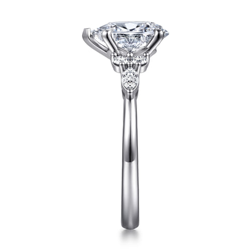 14K White Gold Pear Shape Diamond Cluster Engagement Ring
