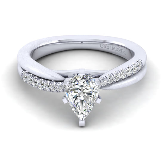 Gabriel - 14K White Gold Pear Shape Diamond Engagement Ring