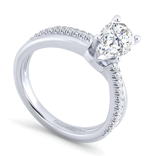 14K White Gold Pear Shape Diamond Engagement Ring