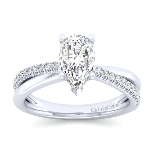 14K White Gold Pear Shape Diamond Engagement Ring