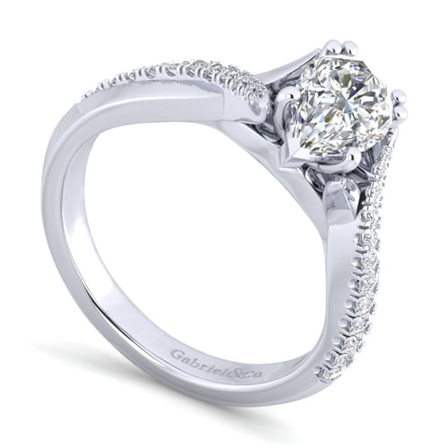 14K White Gold Pear Shape Diamond Engagement Ring
