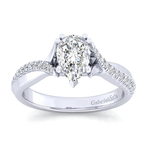 14K White Gold Pear Shape Diamond Engagement Ring