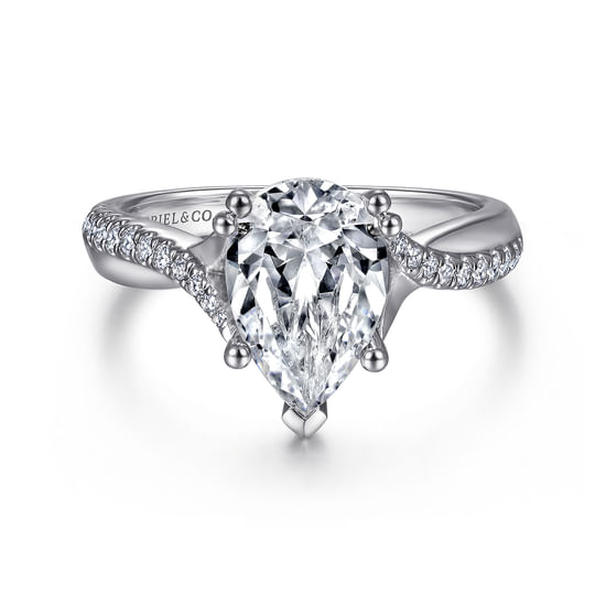Gabriel - 14K White Gold Pear Shape Diamond Engagement Ring