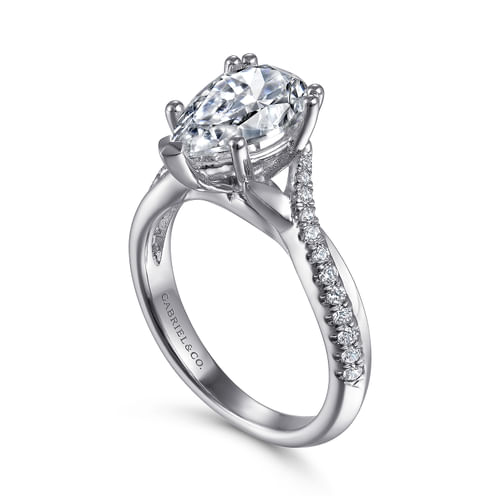14K White Gold Pear Shape Diamond Engagement Ring