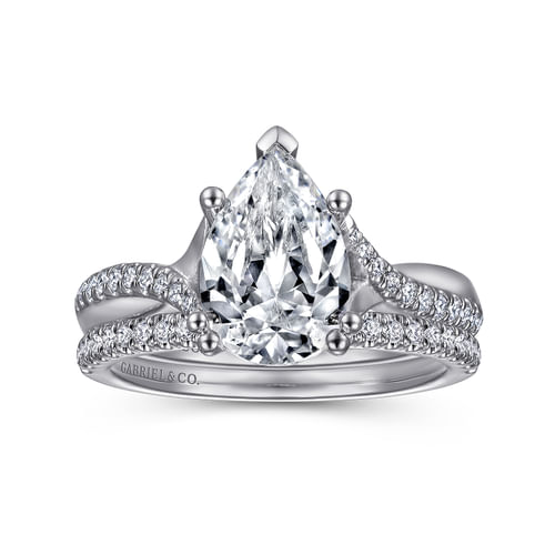 14K White Gold Pear Shape Diamond Engagement Ring