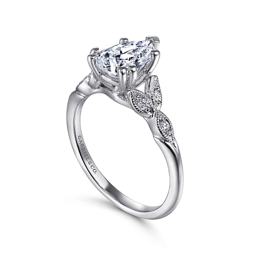 14K White Gold Pear Shape Diamond Engagement Ring