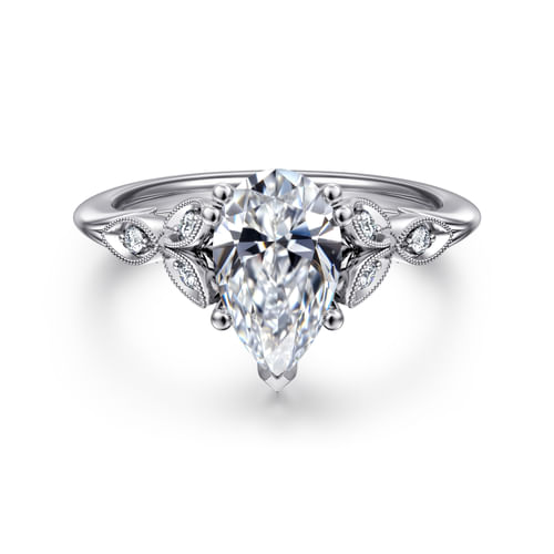 14K White Gold Pear Shape Diamond Engagement Ring