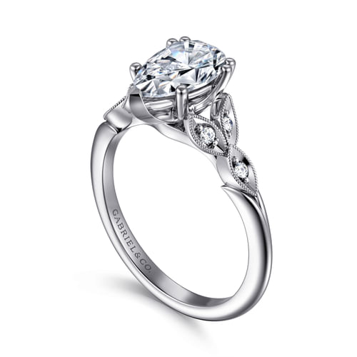 14K White Gold Pear Shape Diamond Engagement Ring