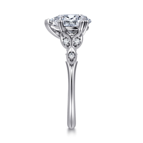 14K White Gold Pear Shape Diamond Engagement Ring