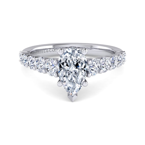 14K White Gold Pear Shape Diamond Engagement Ring