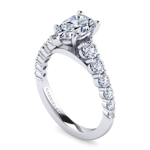 14K White Gold Pear Shape Diamond Engagement Ring