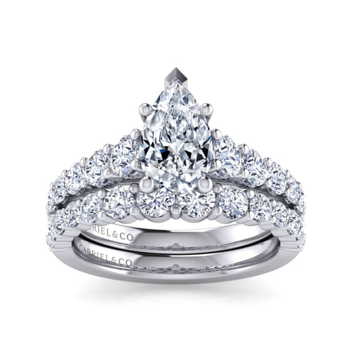14K White Gold Pear Shape Diamond Engagement Ring