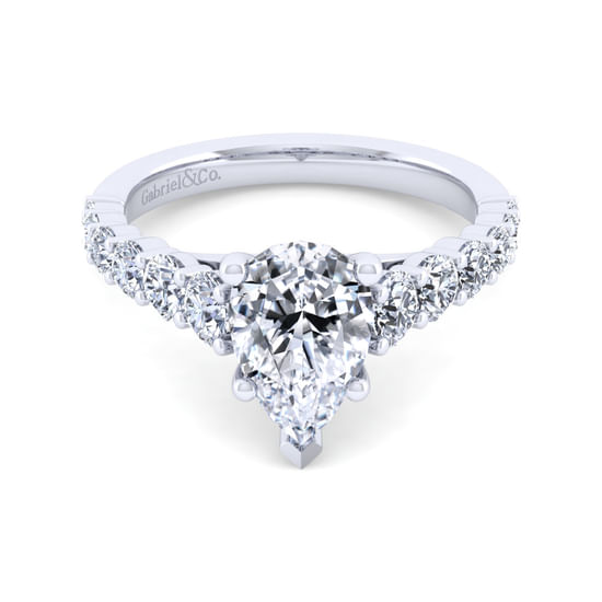 Gabriel - 14K White Gold Pear Shape Diamond Engagement Ring