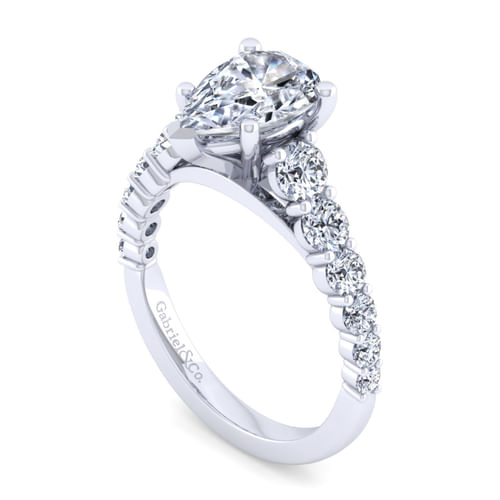 14K White Gold Pear Shape Diamond Engagement Ring