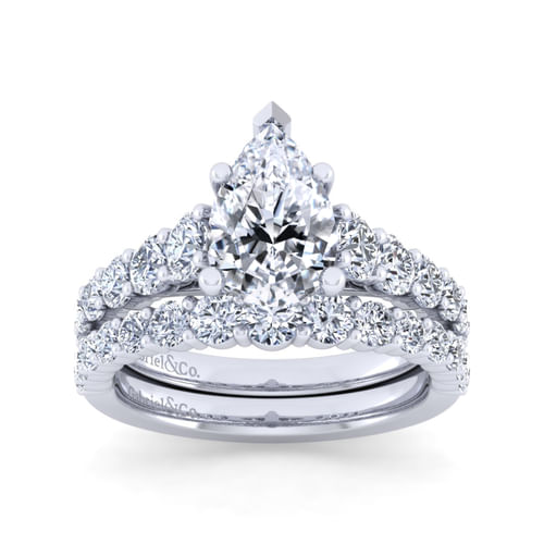 14K White Gold Pear Shape Diamond Engagement Ring