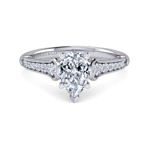 14K White Gold Pear Shape Diamond Engagement Ring
