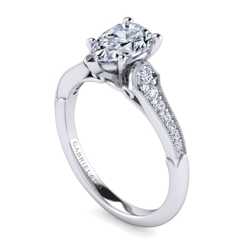 14K White Gold Pear Shape Diamond Engagement Ring