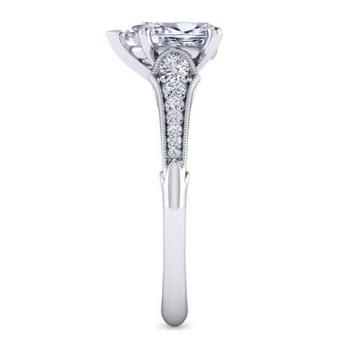 14K White Gold Pear Shape Diamond Engagement Ring