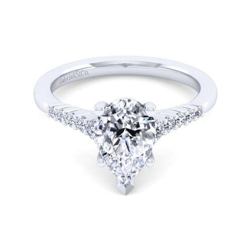 14K White Gold Pear Shape Diamond Engagement Ring