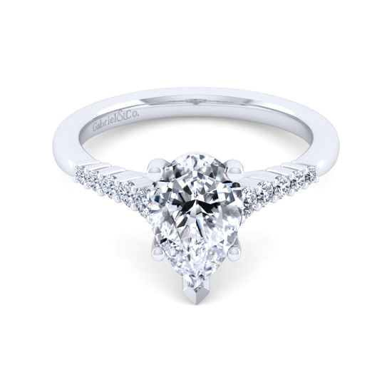 Gabriel - 14K White Gold Pear Shape Diamond Engagement Ring