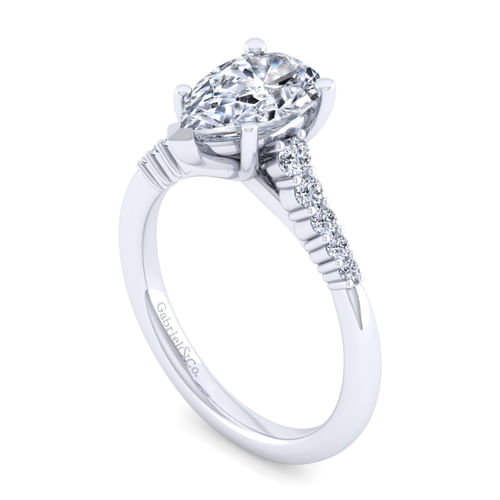 14K White Gold Pear Shape Diamond Engagement Ring