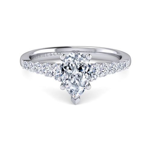 14K White Gold Pear Shape Diamond Engagement Ring