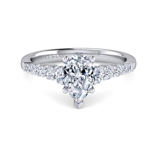Gabriel - 14K White Gold Pear Shape Diamond Engagement Ring
