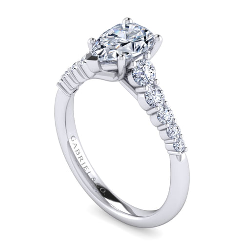 14K White Gold Pear Shape Diamond Engagement Ring