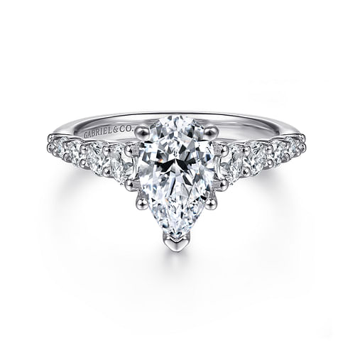 14K White Gold Pear Shape Diamond Engagement Ring