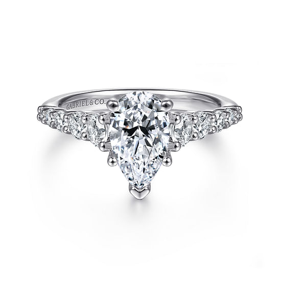 Gabriel - 14K White Gold Pear Shape Diamond Engagement Ring