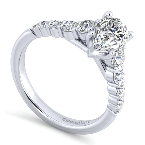 14K White Gold Pear Shape Diamond Engagement Ring