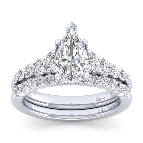 14K White Gold Pear Shape Diamond Engagement Ring