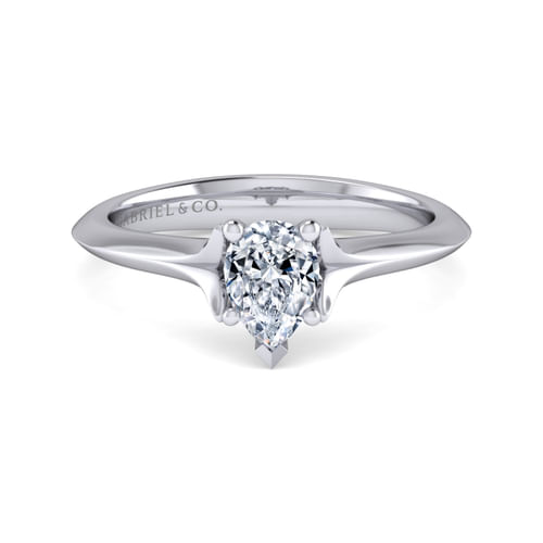 14K White Gold Pear Shape Diamond Engagement Ring