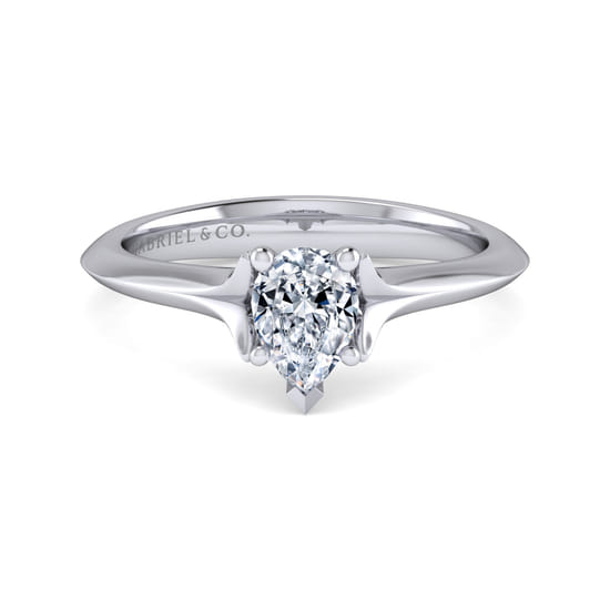 Gabriel - 14K White Gold Pear Shape Diamond Engagement Ring