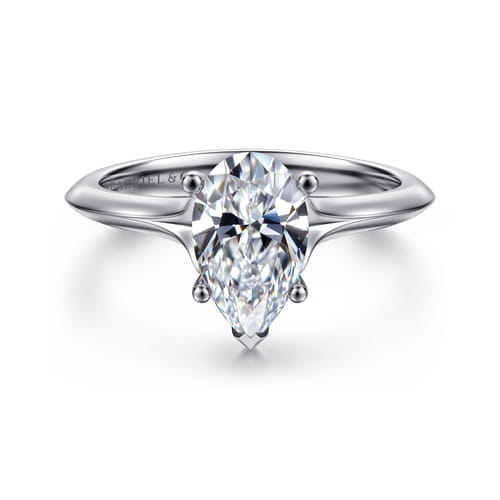14K White Gold Pear Shape Diamond Engagement Ring