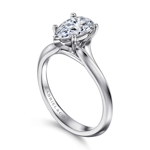 14K White Gold Pear Shape Diamond Engagement Ring