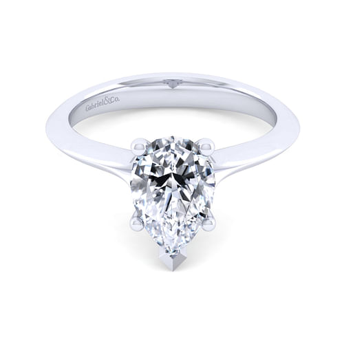 14K White Gold Pear Shape Diamond Engagement Ring