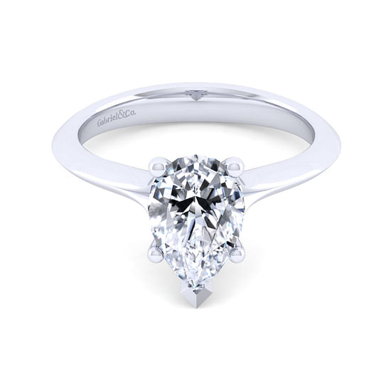 Gabriel - 14K White Gold Pear Shape Diamond Engagement Ring