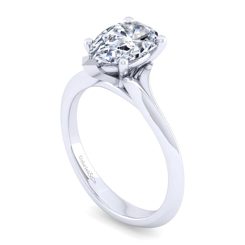 14K White Gold Pear Shape Diamond Engagement Ring