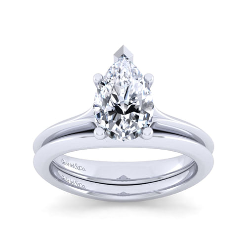 14K White Gold Pear Shape Diamond Engagement Ring