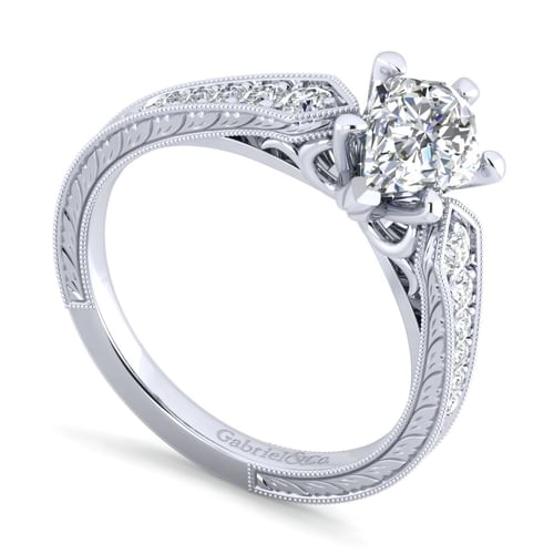 14K White Gold Pear Shape Diamond Engagement Ring